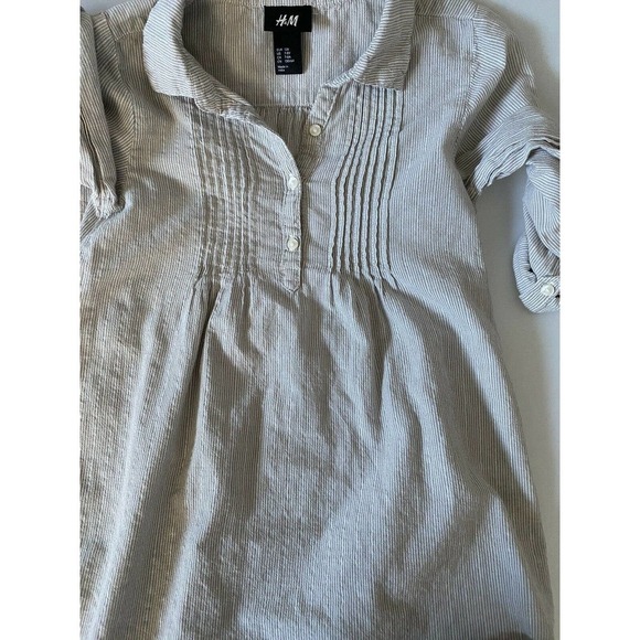 H&M Girls Shirt 7-8 Y Striped Grey Silver Color Long Sleeves Kids Fashion - Picture 8 of 11